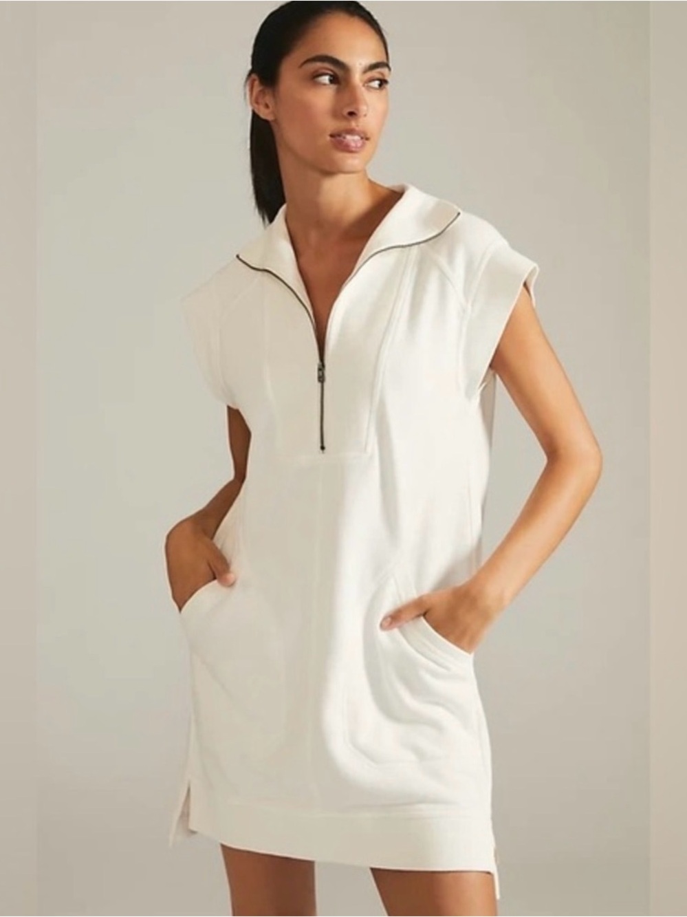 Daily Practice by Anthropologie Meru Zip-Front Mini Dress Size Medium White